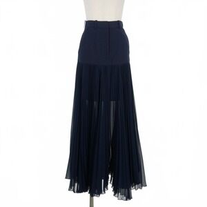Rokh Navy Pleated Sheer Tight Skirt Women's Size 38 Fashion Dress